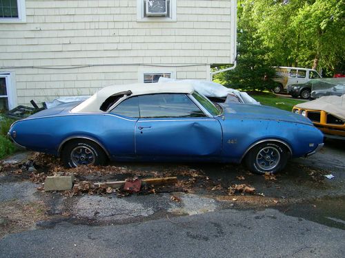 1969 olds 442 convertible blue with white top