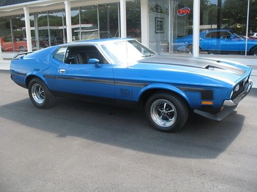 1972 ford mustang mach 1 factory q code acapulco blue 351 cleveland recent resto