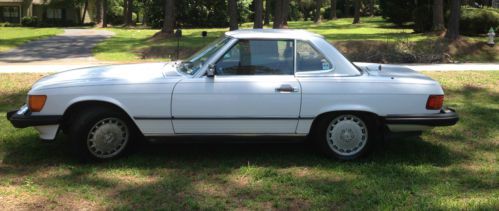 1986 mercedes benz 560sl convertible one owner 96k miles white w/ tan interior