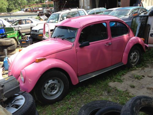 1974 volkswagon beetle - pretty in pink! good running conditon. fun project.