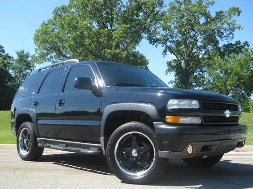 03 chevy tahoe z71 4x4 5.3 vortec v8 black gray leather sunroof black 20" wheels