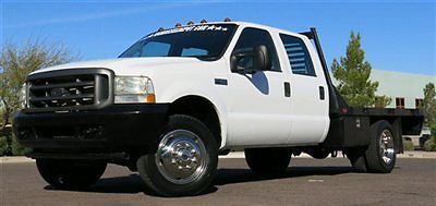 No reserve 2002 ford f450 7.3l diesel crew 4x4 flatbed 1 owner low miles!!!!!