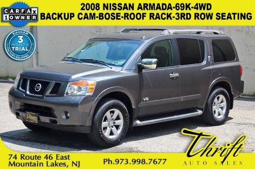 2008 nissan armada-69k-4wd-backup cam-bose-roof rack-3rd row seating