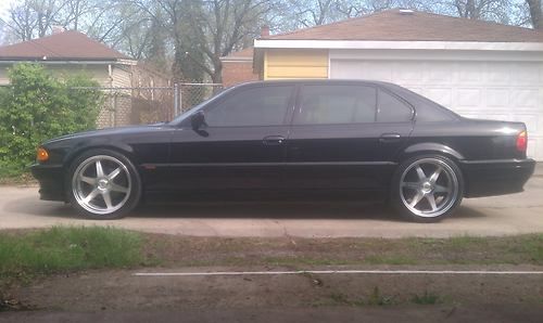 Black 1997 bmw 740il 116k nex coilovers &amp; kenwood touch screen no reserve!!!