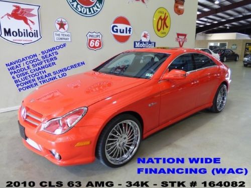 2010 cls63 amg,sunroof,nav,htd/cool lth,h/k sys,20in gfg whls,34k,we finance!!