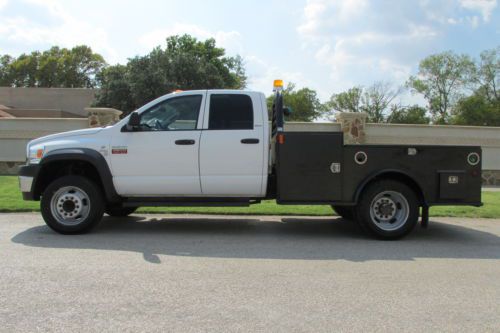 Cummins turbo diesel ram 4500 c&amp;m skirted flatbed with tool boxes power equip