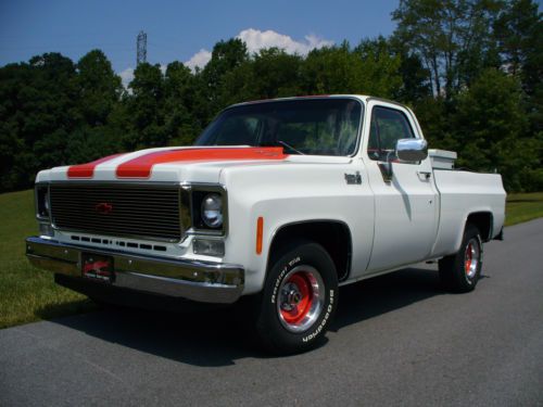 77 chevy truck white &amp; orange fleetside bed short wheel base 2wd pickup hot rod