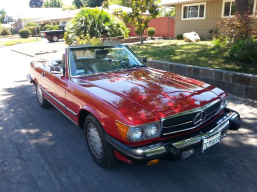 Mercedes-benz 560sl red 2dr convertible 1987 106k miles