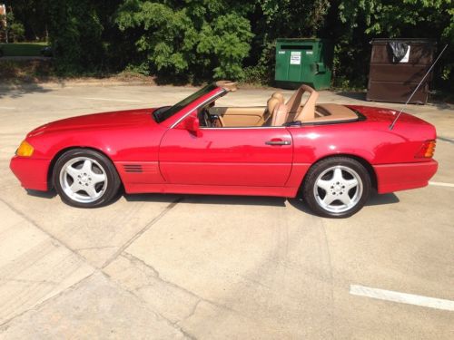 1991 mercedes 500sl sl500 no reserve excellent condition signal red/palomino!!!