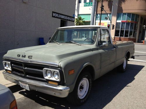 1969 gmc 1/2 ton long bed factory v6 4 speed ca truck. running  driving project