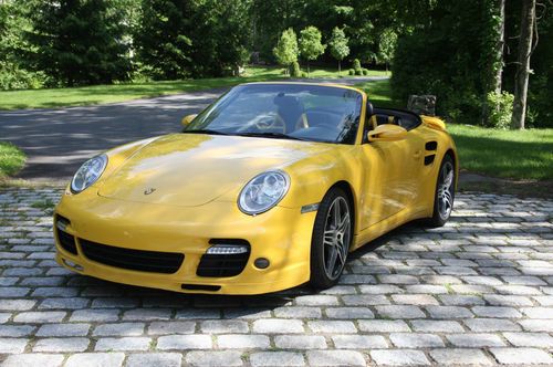 2008 porsche 911 turbo convertible speed yellow with hard top