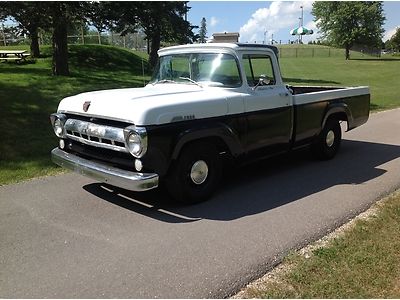 1957 ford f100 all original new paint rare 4 speed floorshift drives a-1 video!!