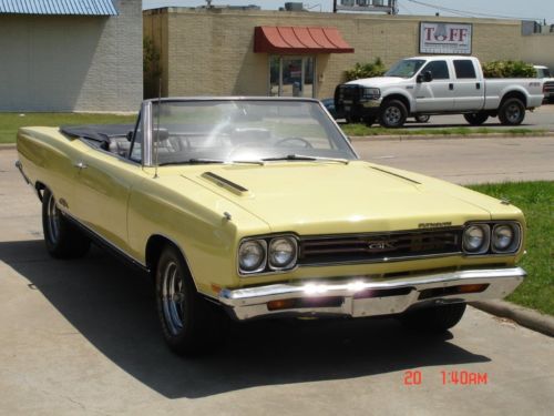 1969, gtx, plymouth, convertable, yellow, numbers matching, 440, 4 speed, 7.2l