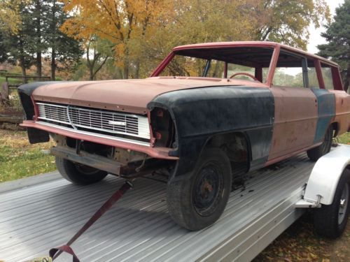 1966 nova 2 door wagon project v8 car orig paint 98% rust free perfect ls swap