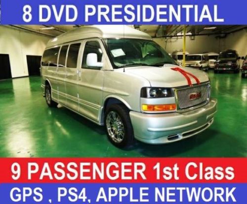 First class presidential 9 passenger conversion van, 8 tv-dvd, gps,ps4, apple