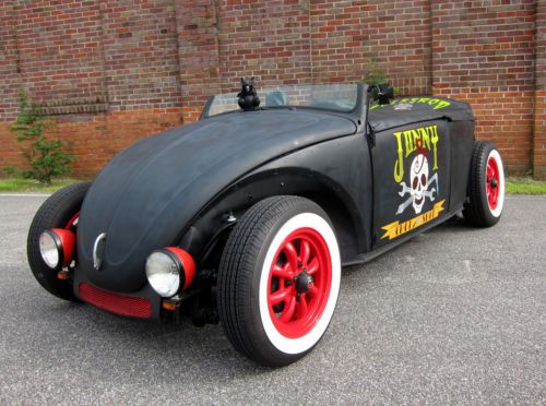 1969 volksrod chopped, extended black w/ handpainted graphics &amp; custom car cover