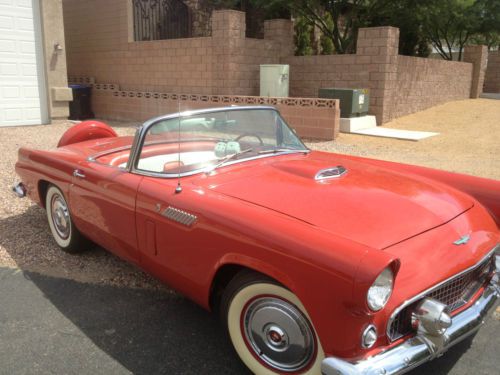 1956 ford thunderbird 292 4-speed both tops red ext. /continenal kit super clean
