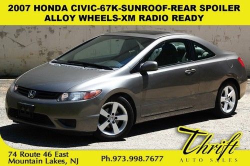 2007 honda civic-67k-sunroof-rear trunk spoiler-alloy wheels-xm radio ready