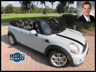 2012 mini cooper convertible 2dr ice blue black leather bluetooth