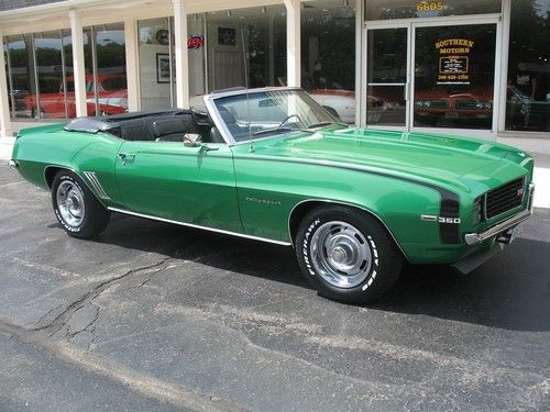 1969 chevrolet camaro rs convertible factory rallye green disc brakes 12 bolt