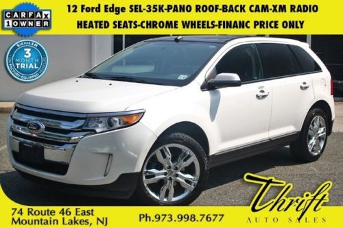 12 ford edge sel-35k-pano roof-back cam-xm radio-heated seats-financ price only