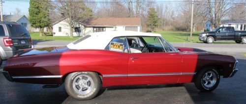 1967 chevrolet impala convertible 350 v8 manual 4 speed red ext white int chevy