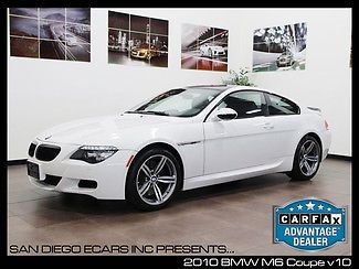 2010 bmw m6 coupe v10 heads up loaded white factory warranty carbon fiber 500hp