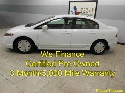 08 civic hybrid sedan certified warranty 45 mpg finance 1 texas owner