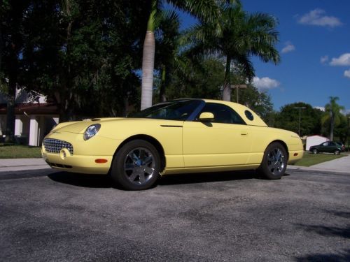 2002 ford thunderbird t-bird premium hard top yellow 3801 miles florida car wow!