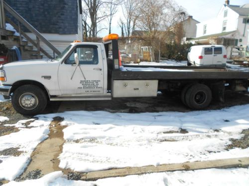 1996 ford f-450 super duty 7.2 diesel flatbed tow truck