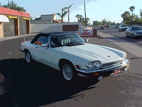 1990 jaguar xjs convertible. old english white/blue leather.