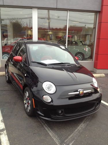 2013 fiat abarth  black with red stripes black and red interior red mirror caps