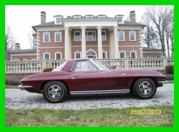 1965 chevy corvette convertible 327 v8 4-speed maroon leather tennessee