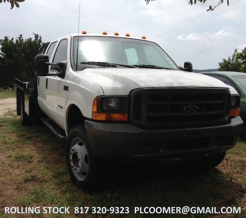 2000 ford f550 crew cab white 7.3l diesel 9' flatbed xl 146,000 miles wow!
