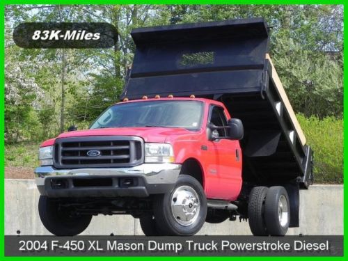 2004 ford f-450 xl regular cab mason dump truck 4x4 6.0l power stroke diesel ac