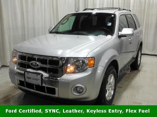 2012 ford escape limited,duratec 3.0l v6 flex fuel, fwd, silver, ford certified
