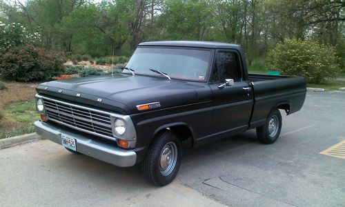 1968 ford f-100 exterior satin black/gun metal grey interior red and black