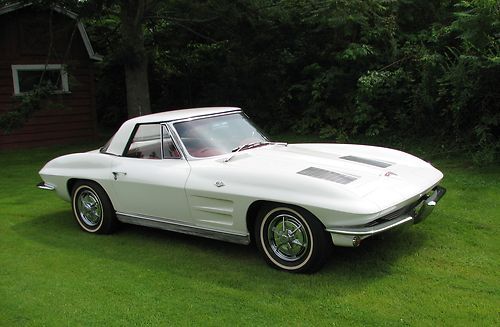 1963 corvette convertible original 340 hp 4 speed, white with red interior