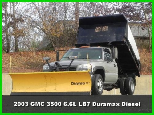 2003 gmc sierra 3500 mason dump truck 4x4 4wd 6.6l lb7 duramax dmax diesel plow