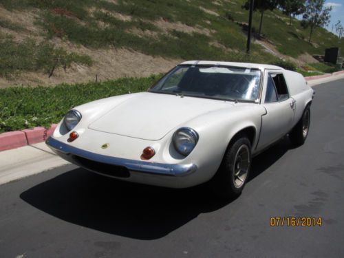 1970 lotus europa s2 white/black, blue plate ca car, no reserve