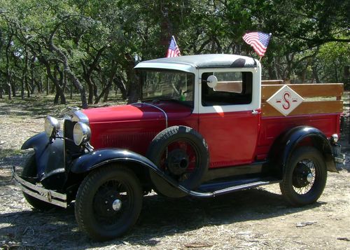 1930 ford model a pickup truck model "a" red/black/white original &amp; restored
