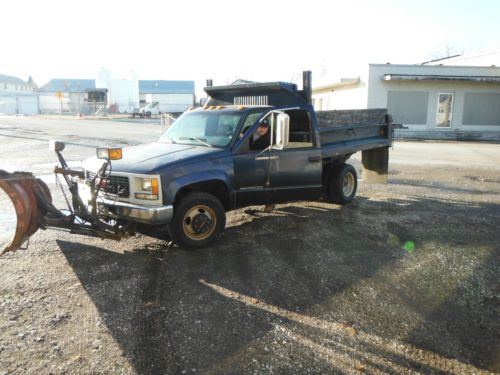 Gmc 1995 dump bed  dually 4x4 with plow no reserve low miles turbodiesel