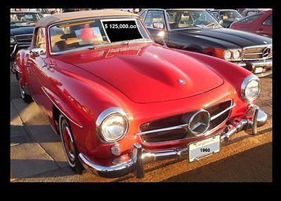 1960 mercedes benz 190 sl roadster red soft &amp; hard top excellent in &amp; out