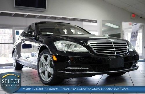 Msrp $106,385 s550 4matic pano roof p2 rear seat pkg black on tan low miles
