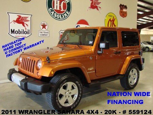 2011 wrangler sahara 4x4,automatic,nav,hard top,cloth,18in whls,20k,we finance!!