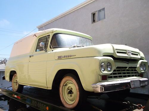 1960 ford f100 panel truck, green/white, restored