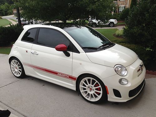 2012 fiat 500 abarth white/red, navigation, sunroof, new, salvage title