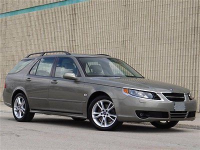 2008 saab 9-5 wagon 2.3l turbo green/ivory only 38k htd-sts moonroof pdc clean!!