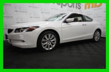 2009 accord coupe ex-l v6 white w/ beige leather 1 owner clean carfax report