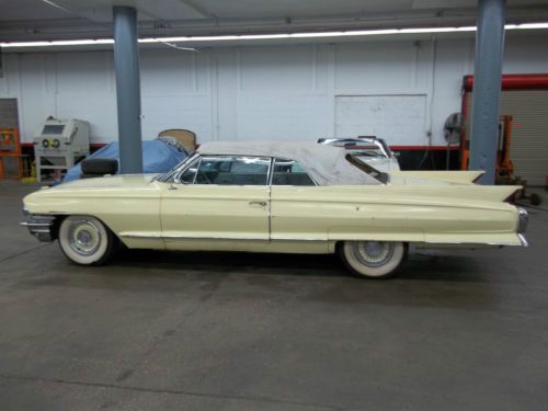 1962 cadillac deville convertible barn find project 68743 miles runs and drives